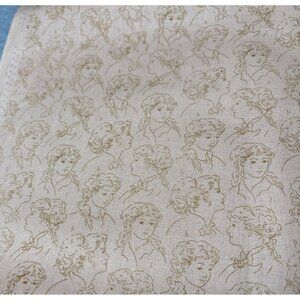 Jo Morton Andover Fabric 1/2 yard x 44" Beige with Victorian Lady Print Cotton Q